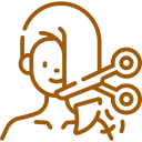 Hairdresser icon with scissors and comb.