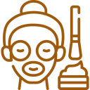 Face mask application with brush illustration.